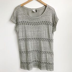 ANTHROPOLOGIE Akemi + Kin Gray Linen Stripe Top L
